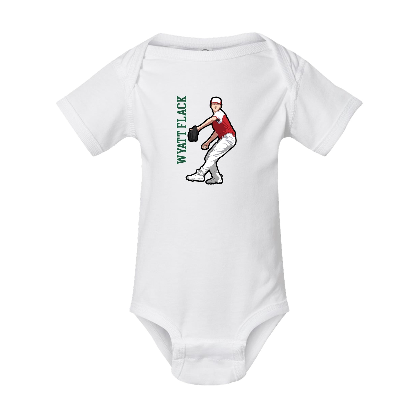 Baby Onesie — Name Vertical in White
