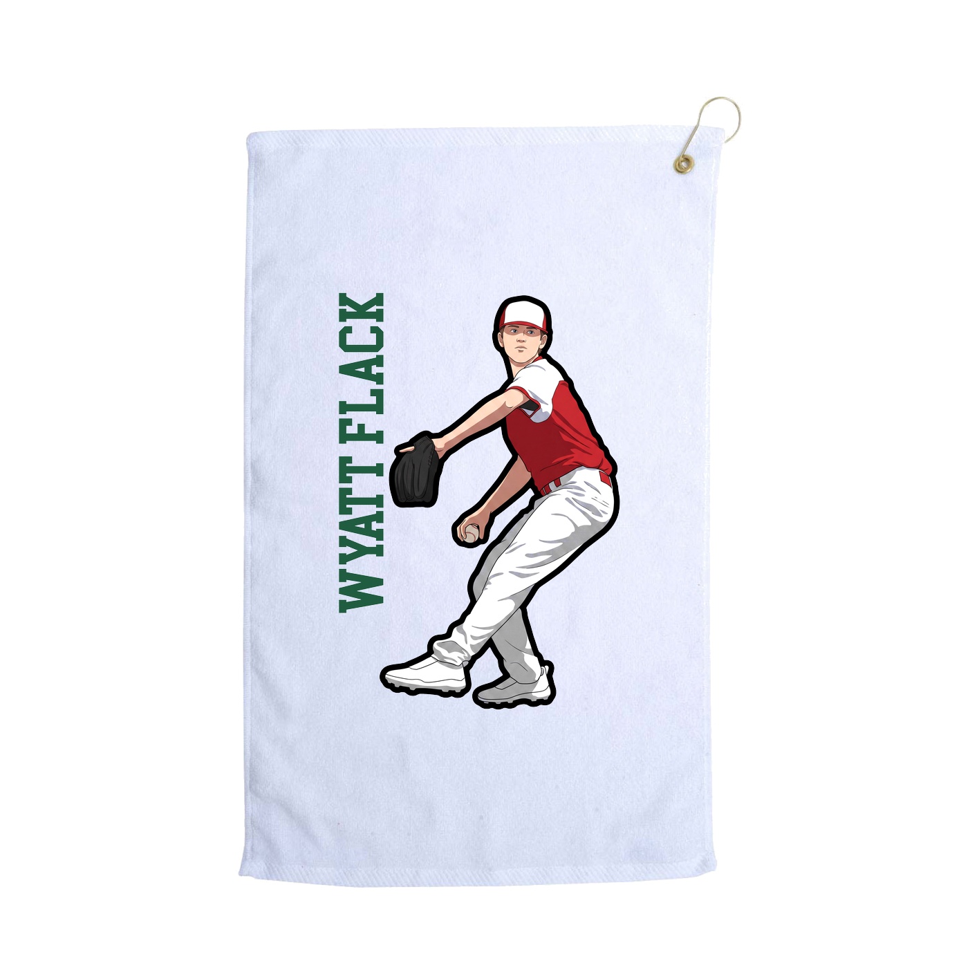 Golf Towel — Name Vertical in White