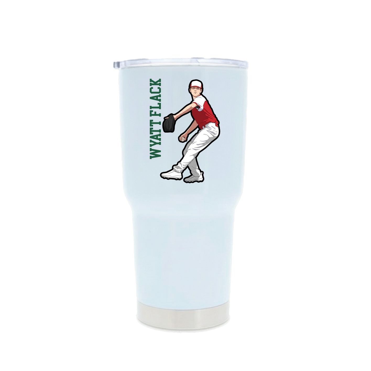 30oz Stainless Steel Tumbler — Name Vertical in White