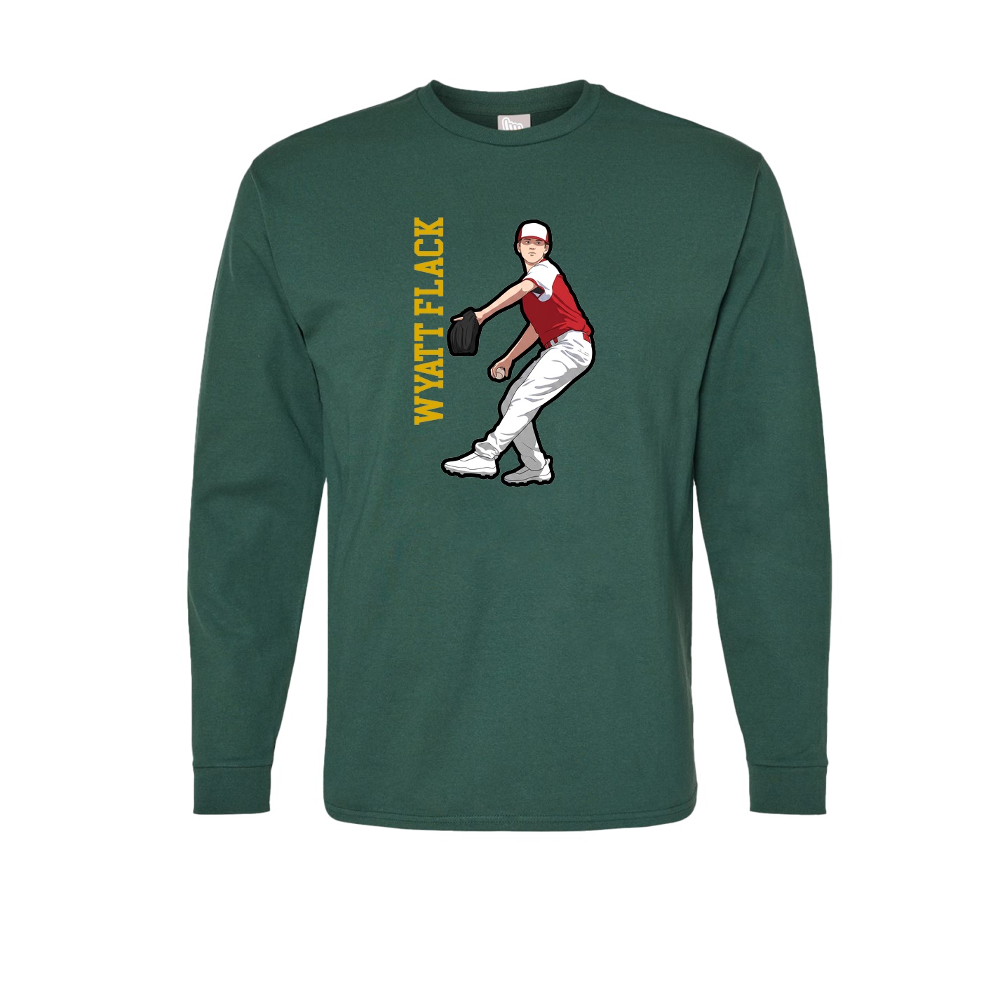 Long Sleeve Tee — Name Vertical in Green