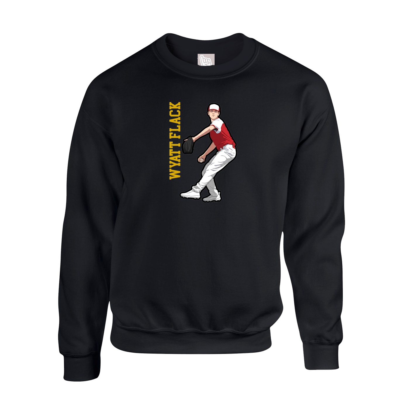 Fleece Crew — Name Vertical in Black
