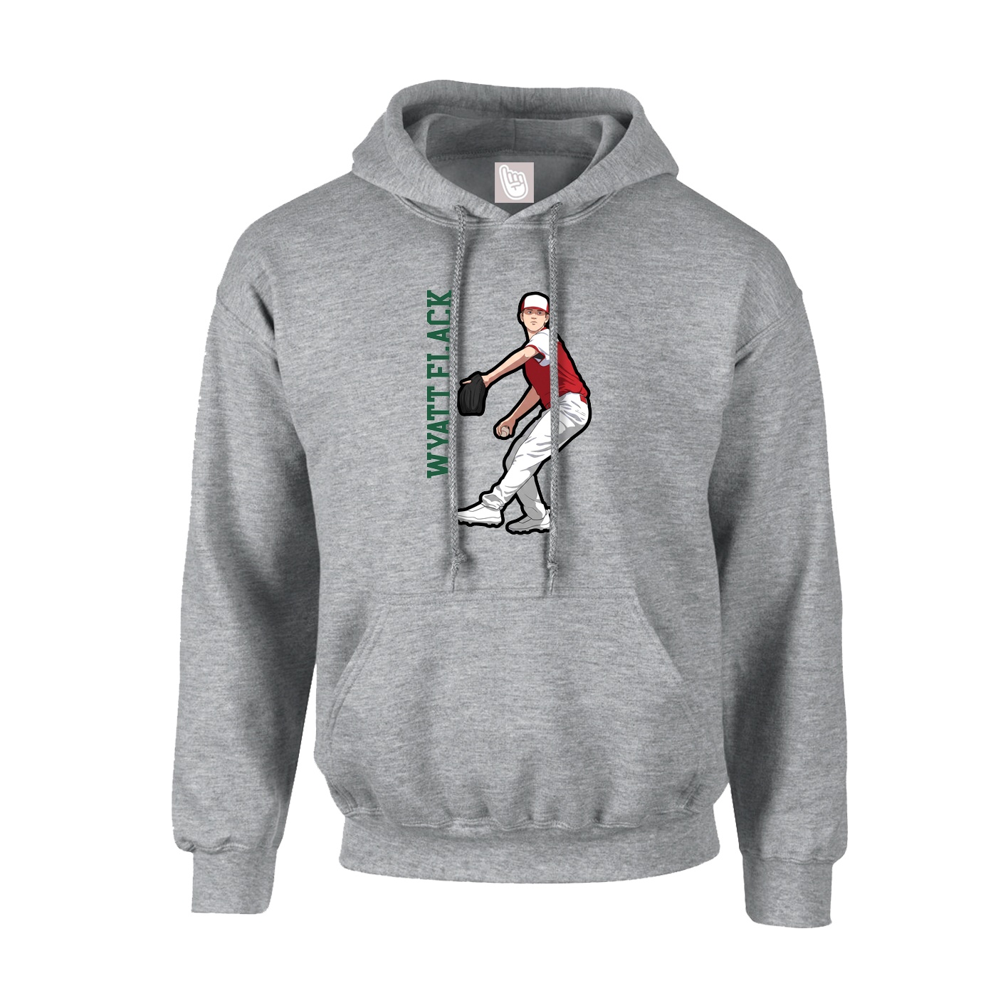 Youth Hoodie — Name Vertical in Grey