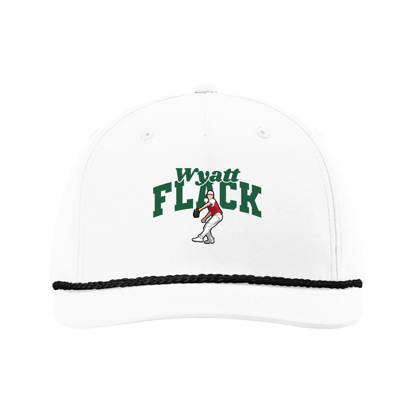 Five-Panel Classic Rope Cap — Signature Arch in White