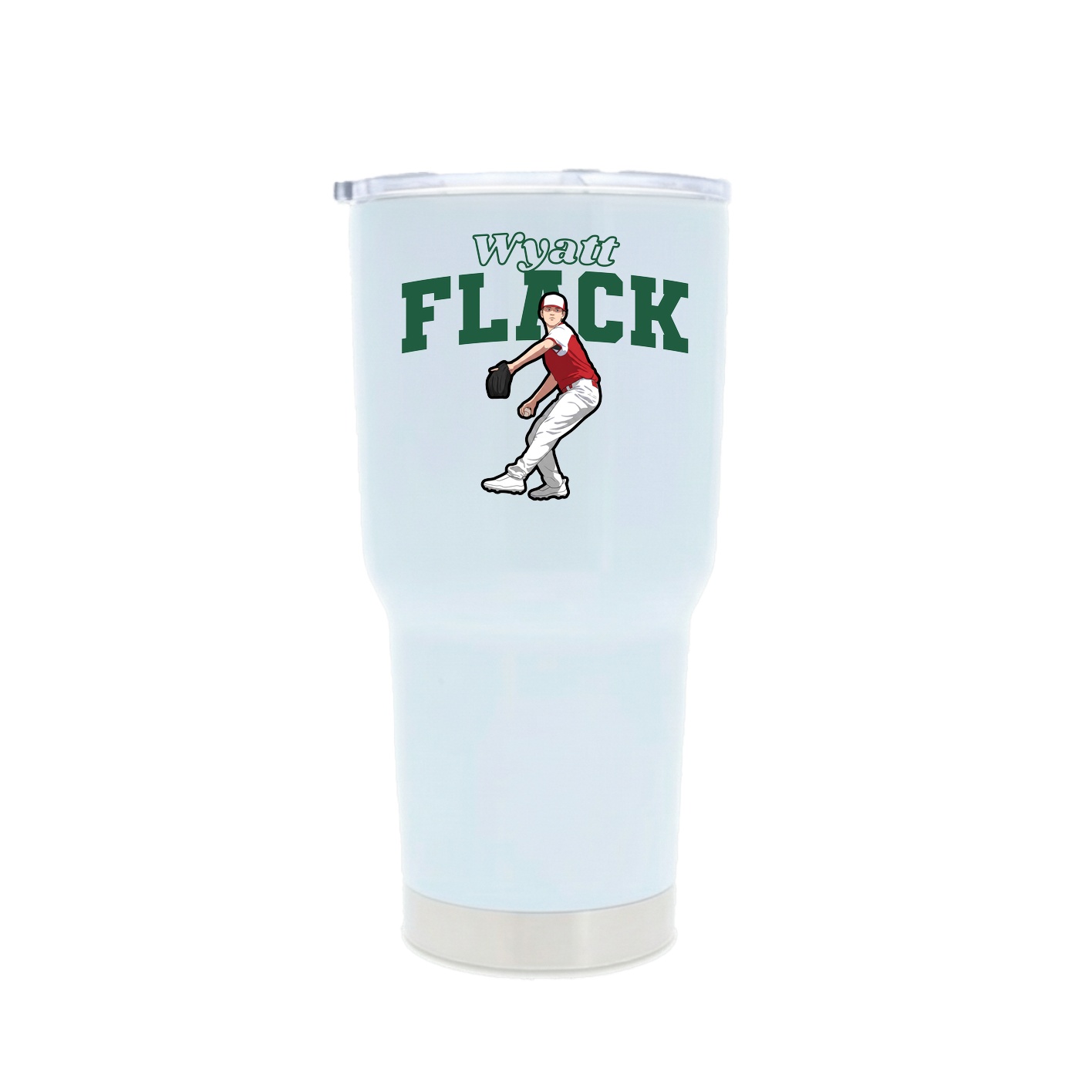 30oz Stainless Steel Tumbler — Name Arch in White