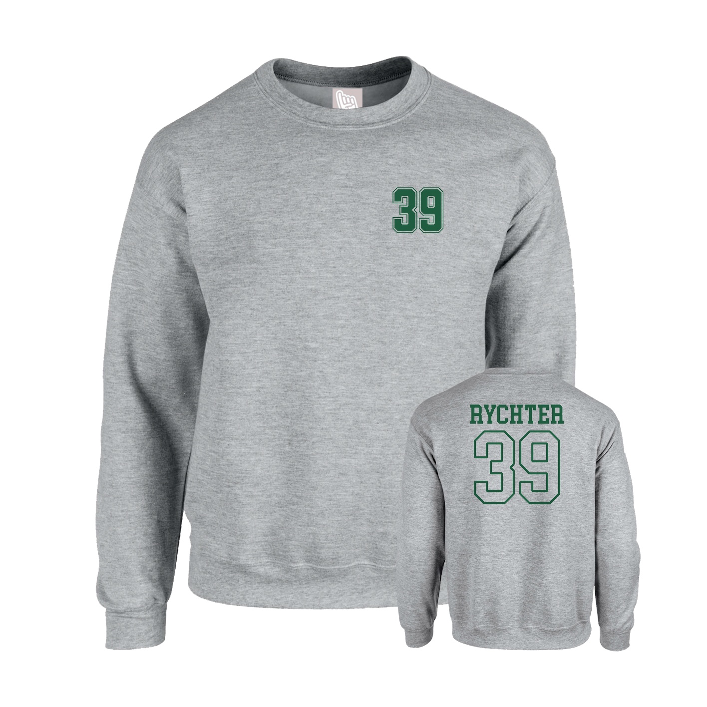 Fleece Crew — Chest Back in Grey