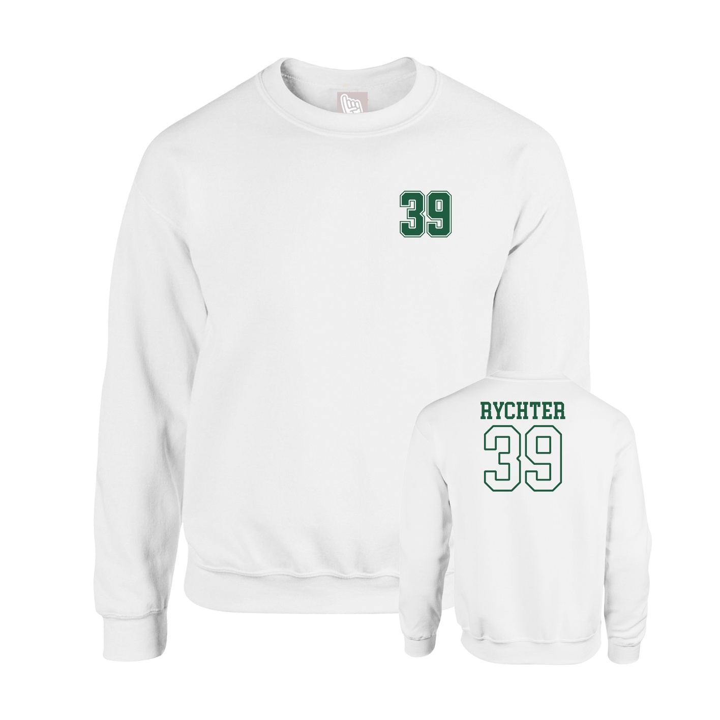 Fleece Crew — Chest Back in White