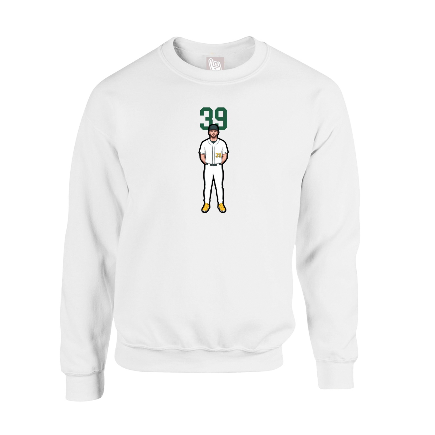 Fleece Crew — Number Top in White