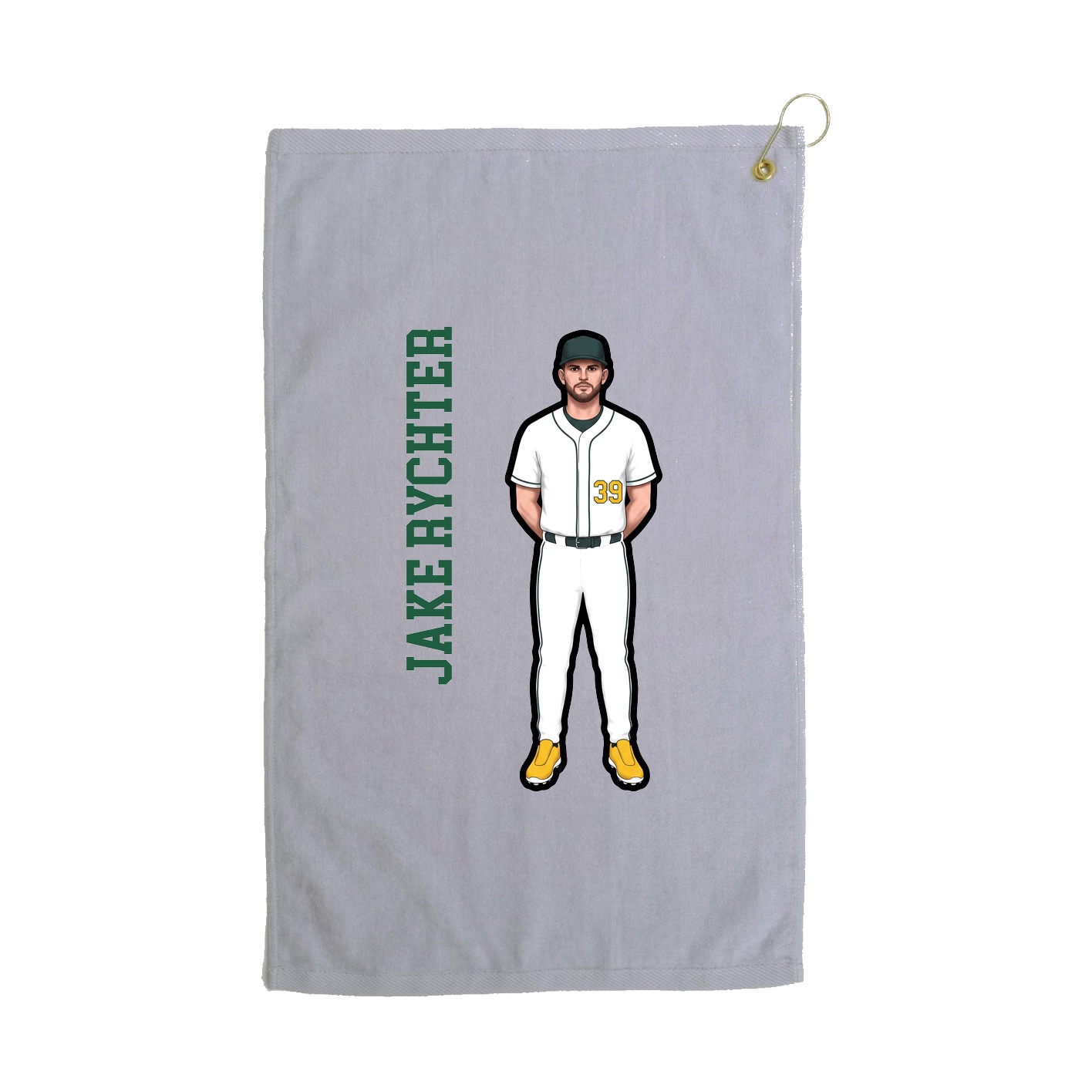 Golf Towel — Name Vertical in Grey