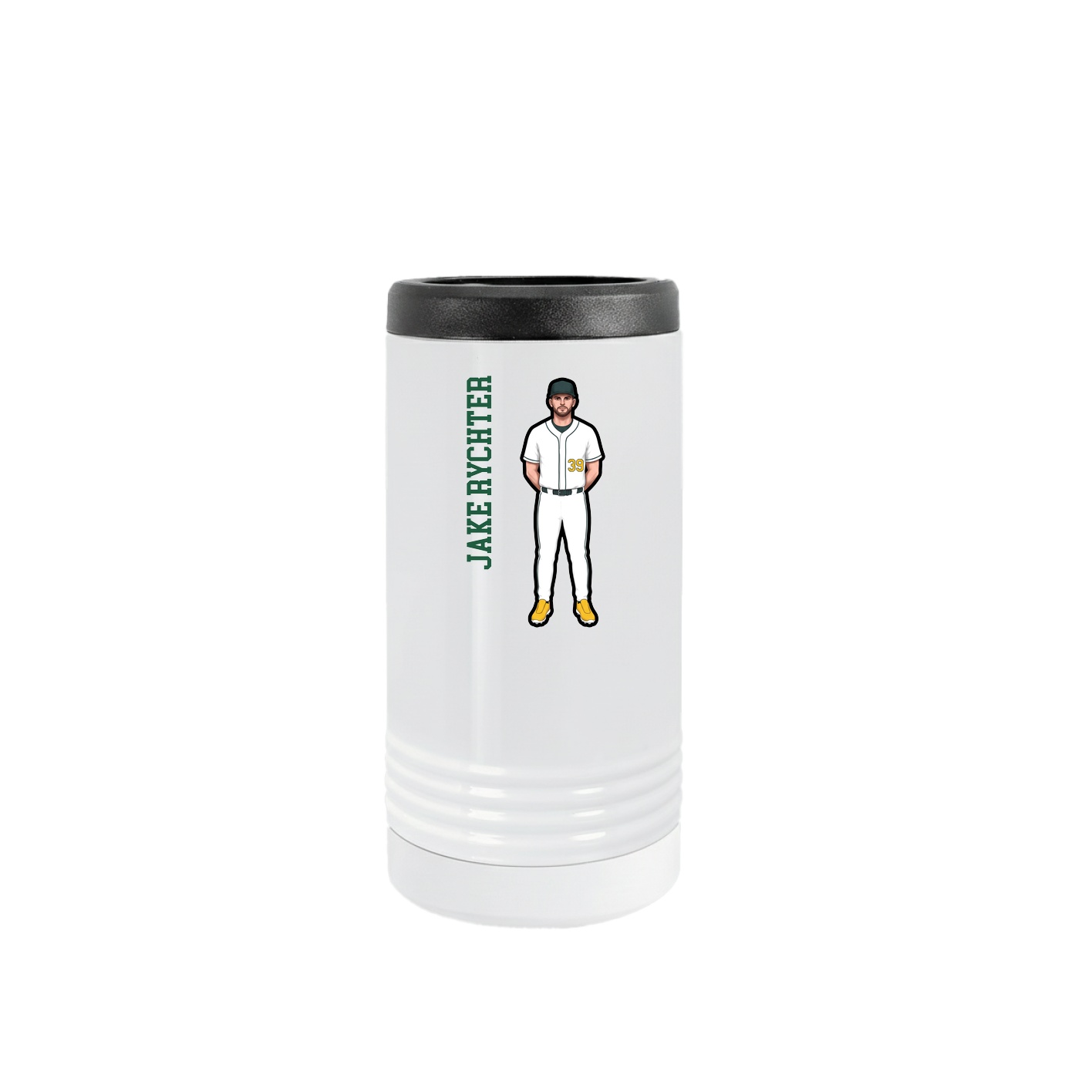 Slim Beverage Holder — Name Vertical in White