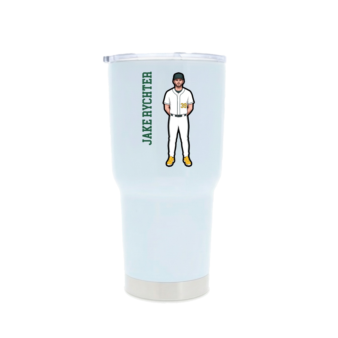 30oz Stainless Steel Tumbler — Name Vertical in White