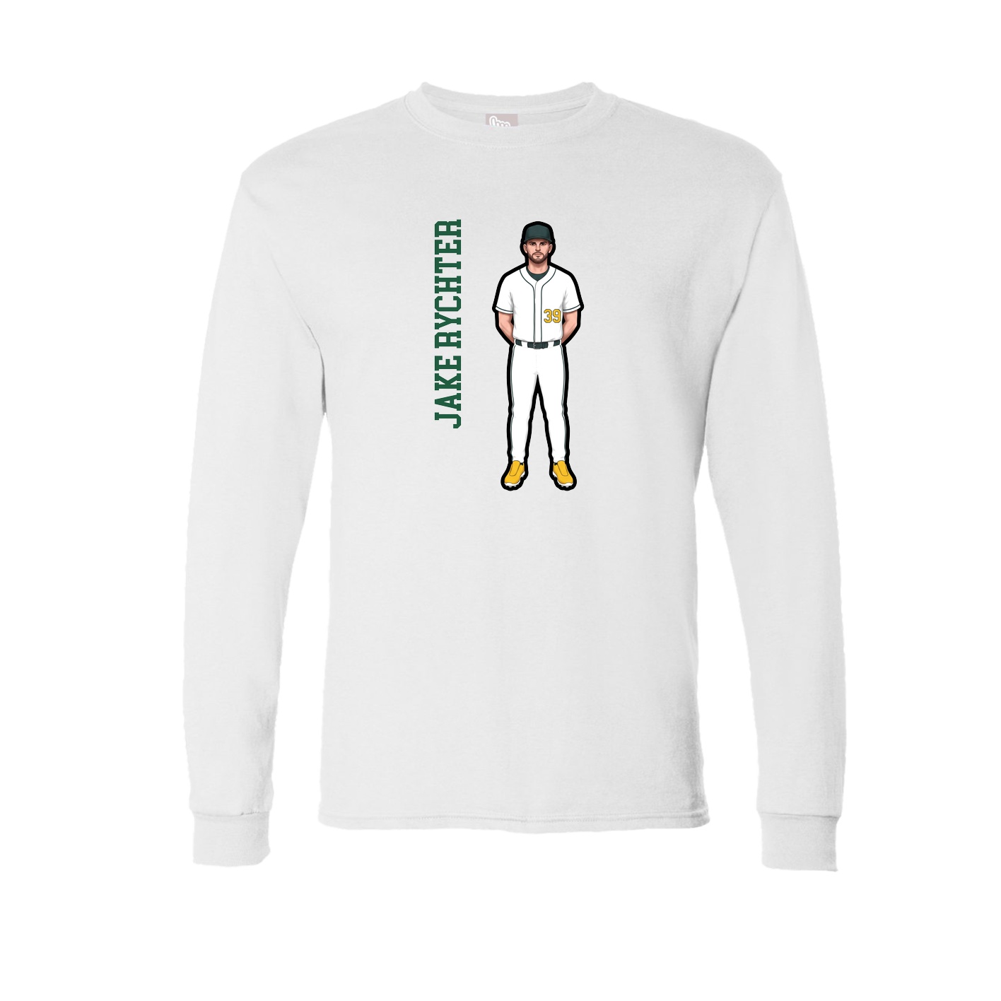 Long Sleeve Tee — Name Vertical in White