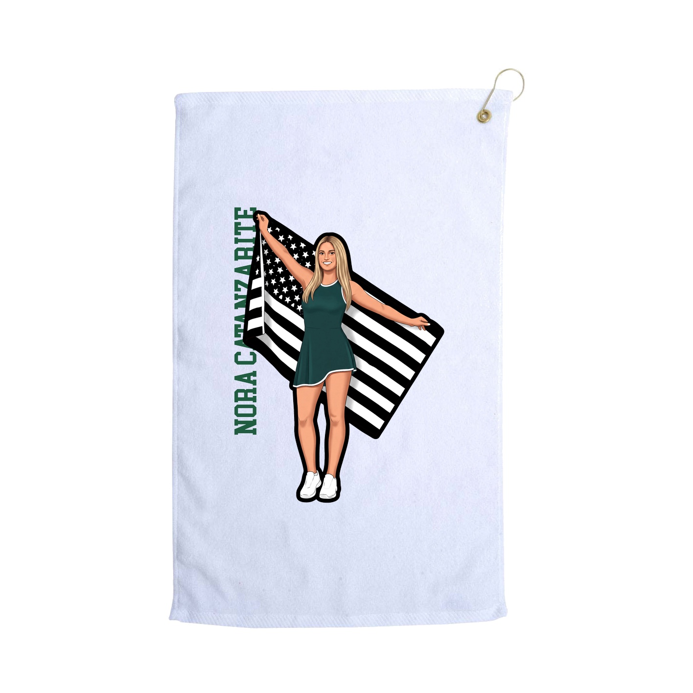 Golf Towel — Name Vertical in White