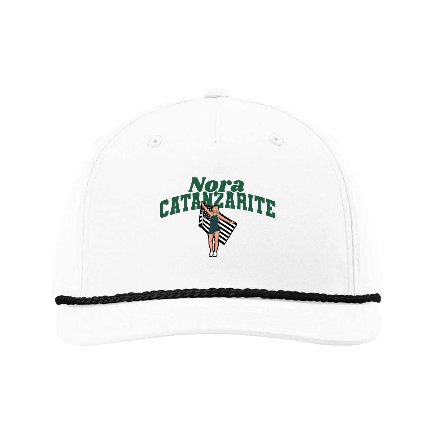 Five-Panel Classic Rope Cap — Signature Arch in White