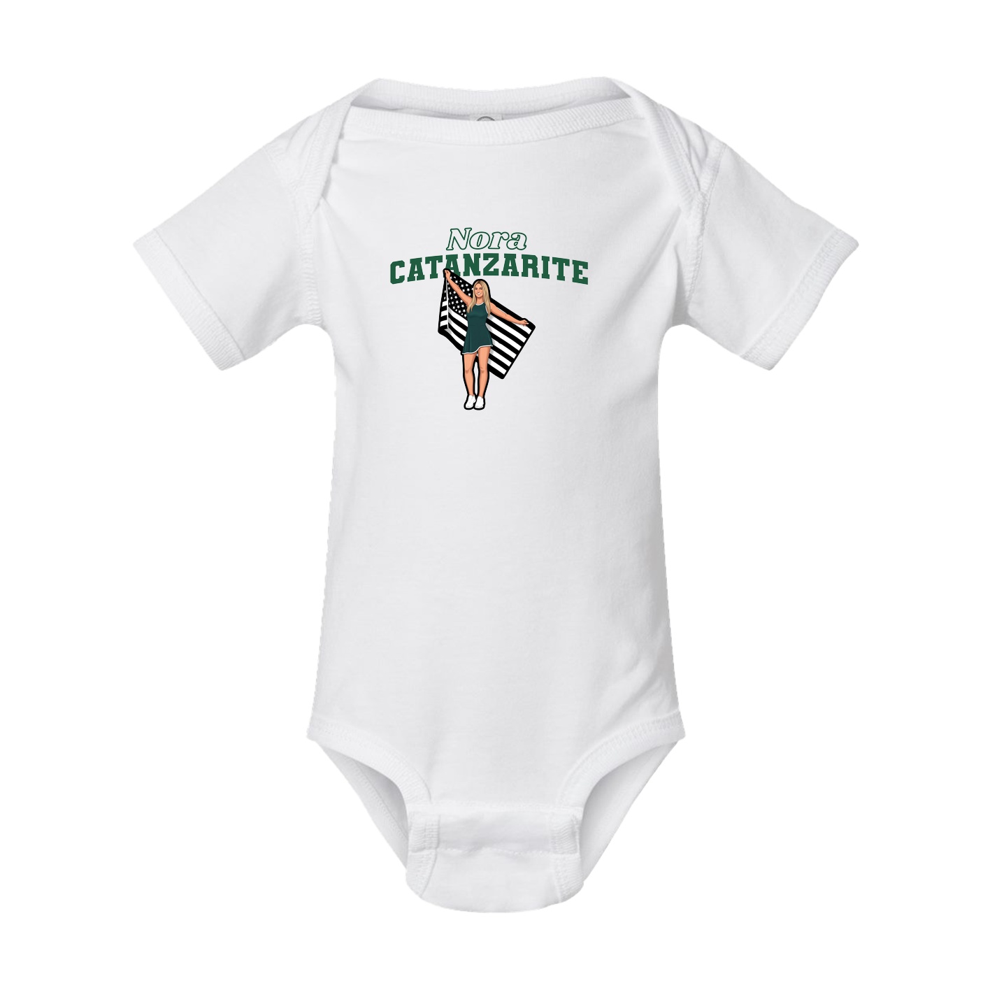 Baby Onesie — Name Arch in White