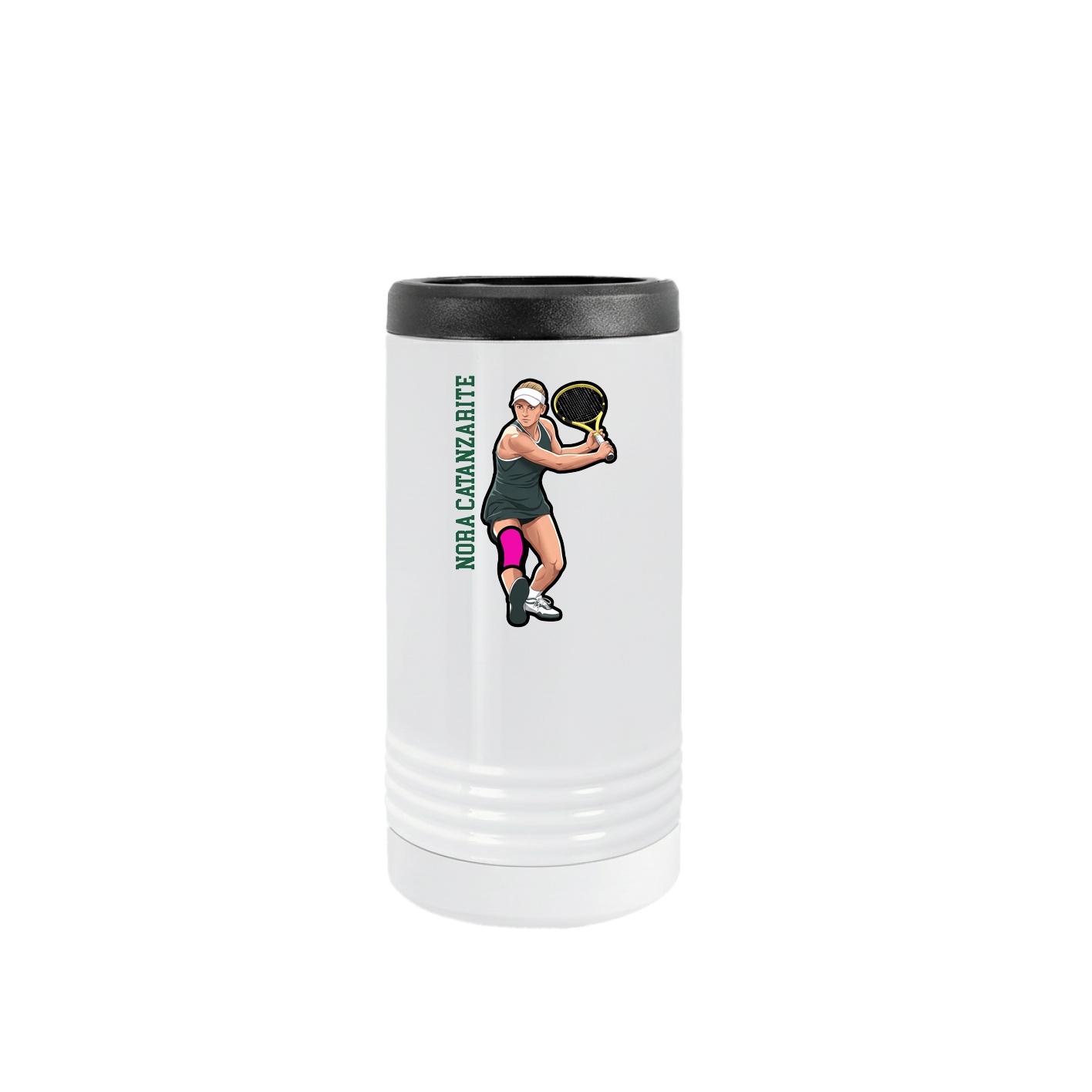 Slim Beverage Holder — Name Vertical in White