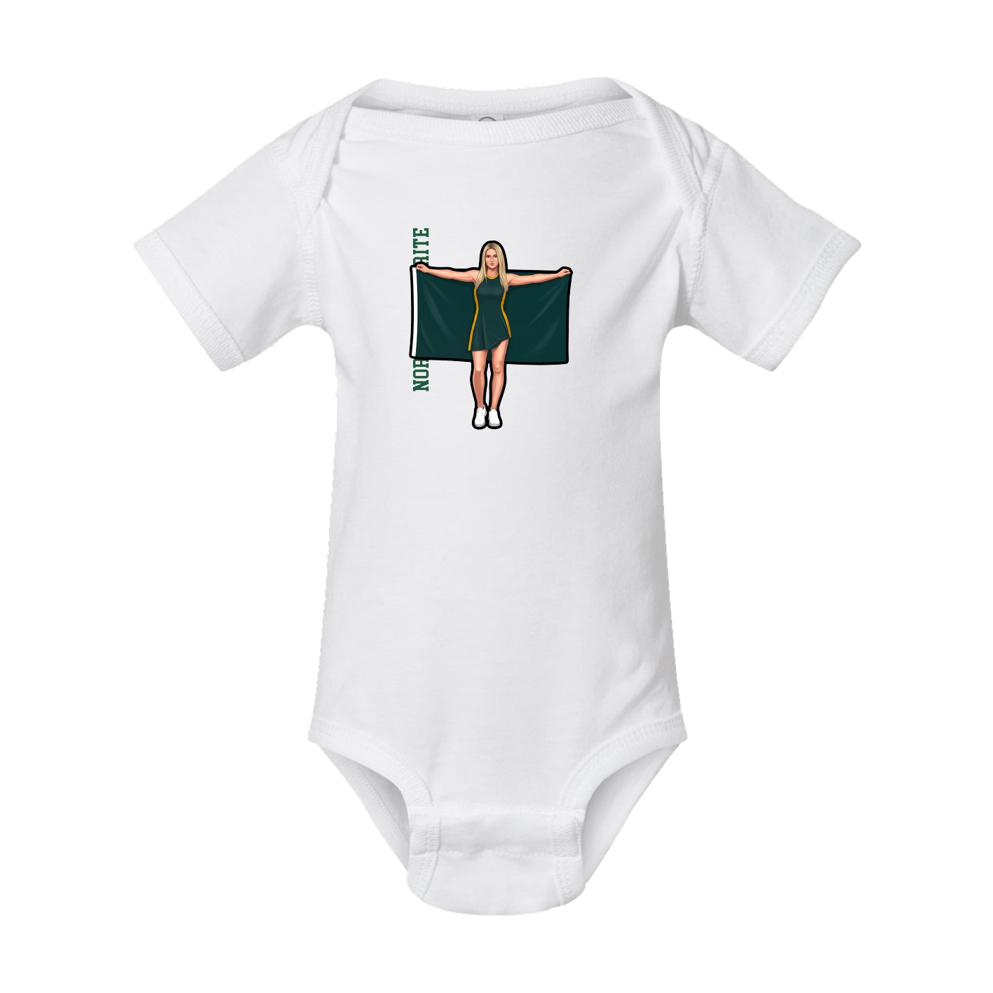 Baby Onesie — Name Vertical in White