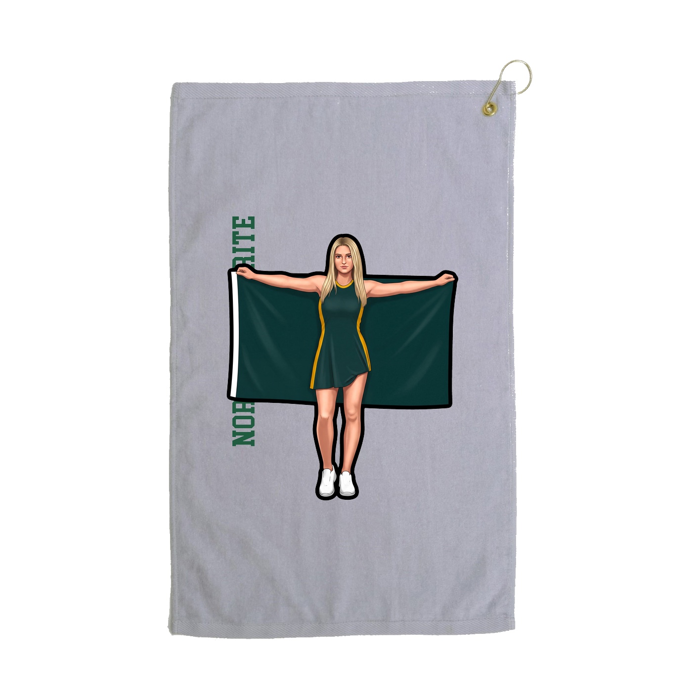 Golf Towel — Name Vertical in Grey