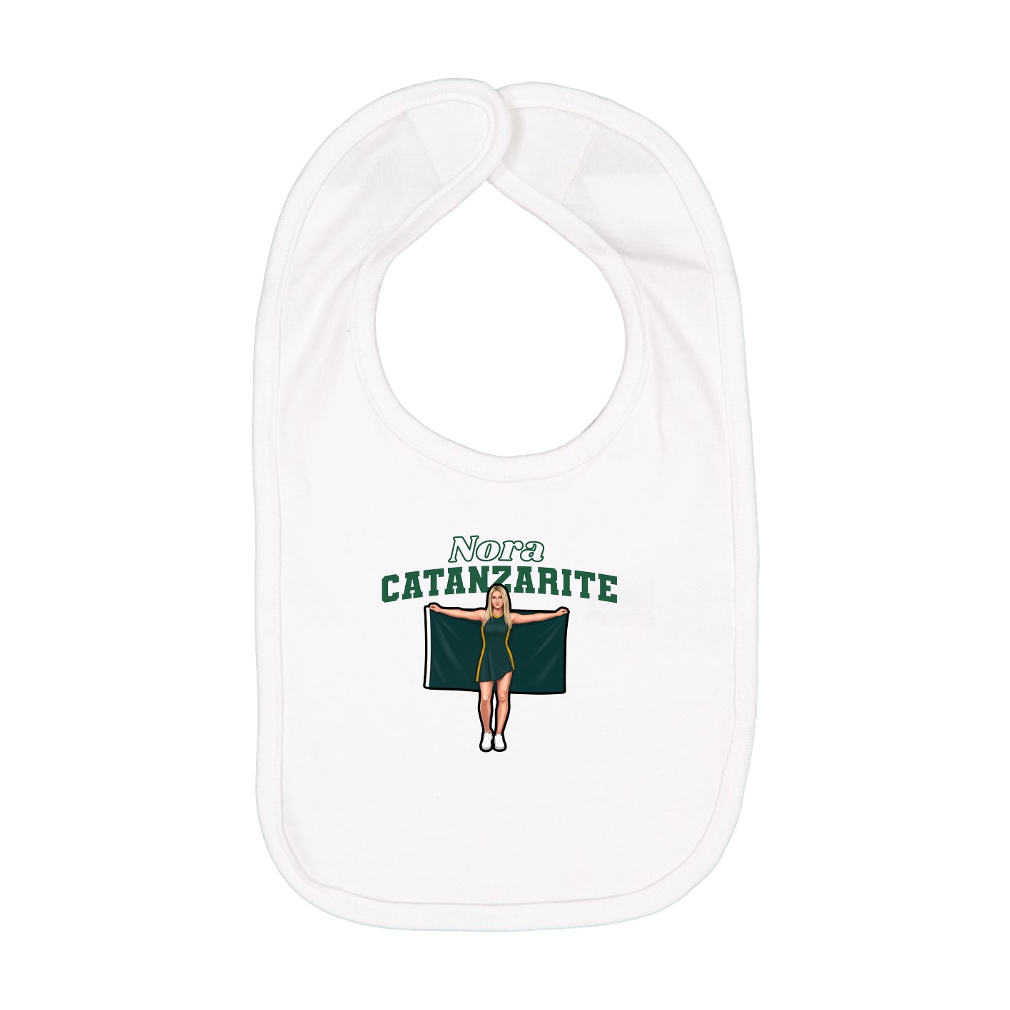 Infant Bib — Name Arch in White