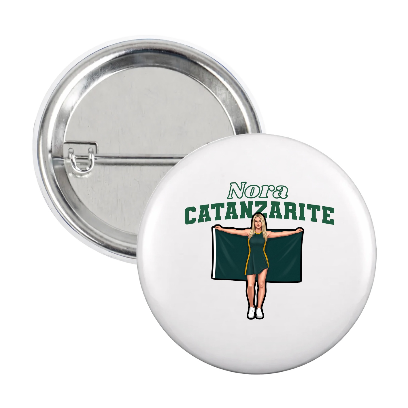 Game Day Button — Name Arch in White