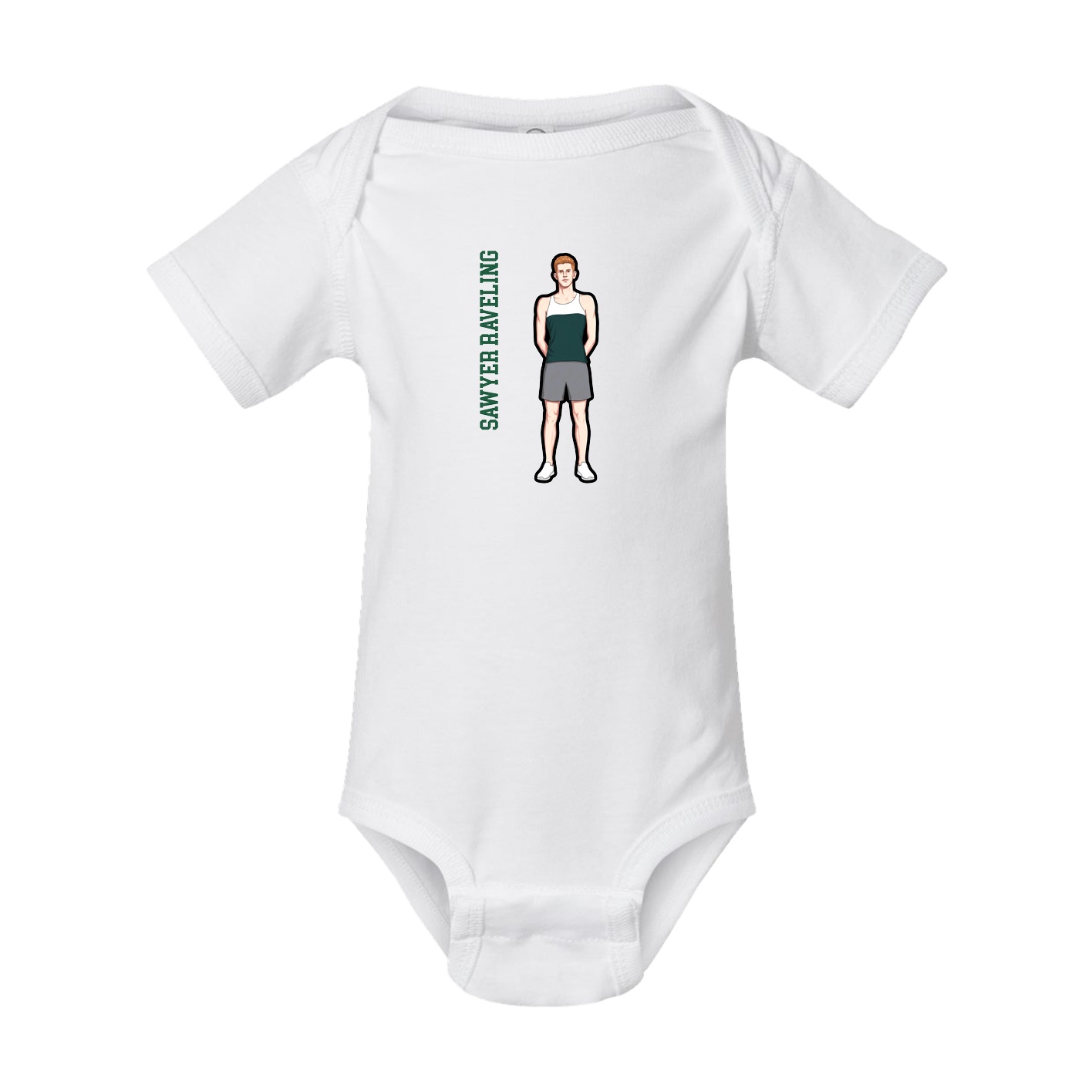 Baby Onesie — Name Vertical in White