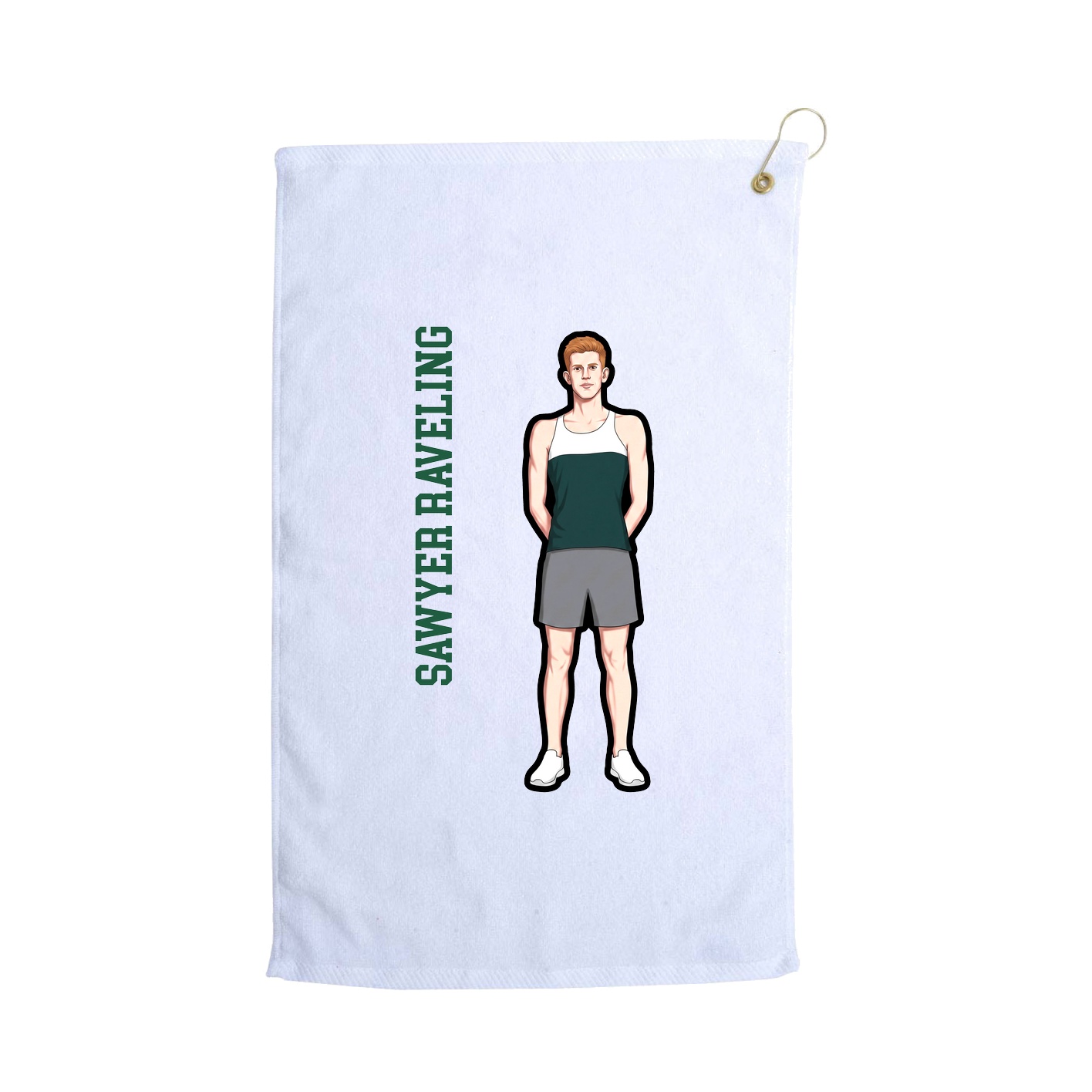 Golf Towel — Name Vertical in White