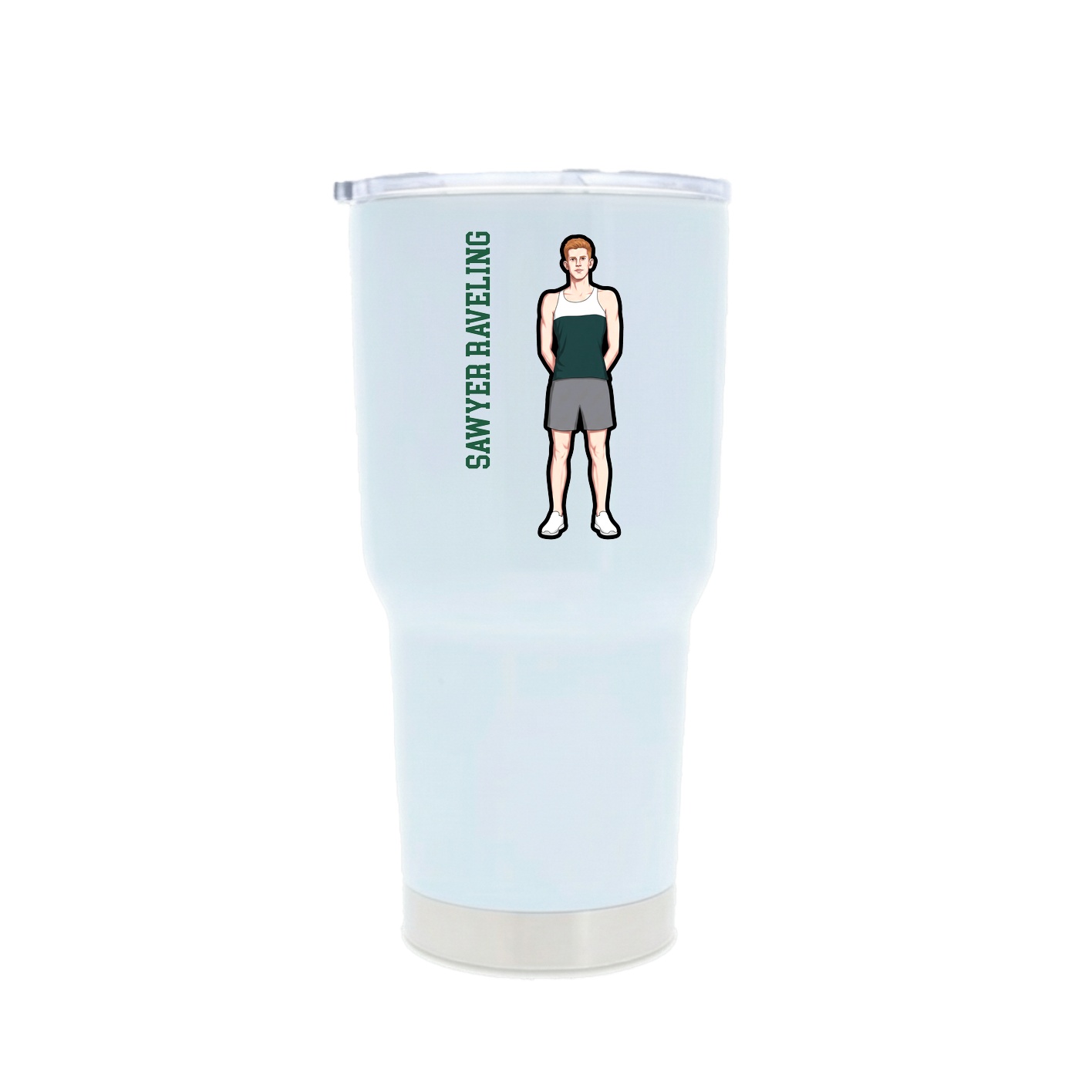 30oz Stainless Steel Tumbler — Name Vertical in White