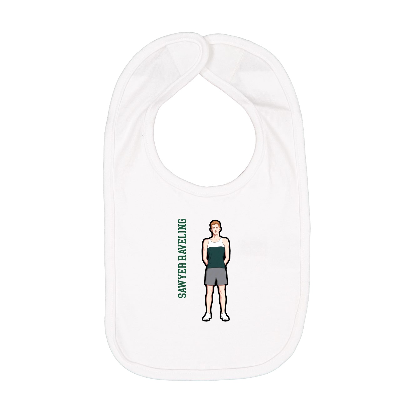 Infant Bib — Name Vertical in White