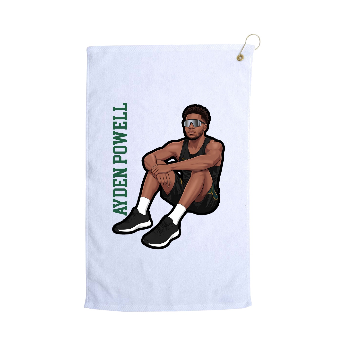 Golf Towel — Name Vertical in White