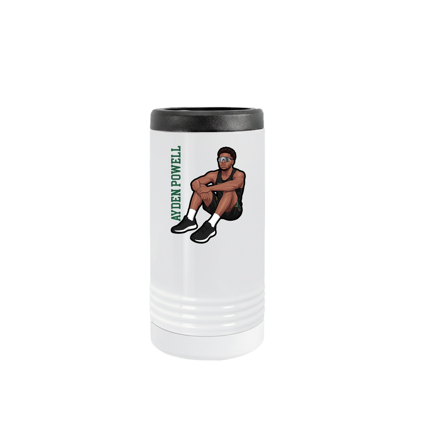Slim Beverage Holder — Name Vertical in White