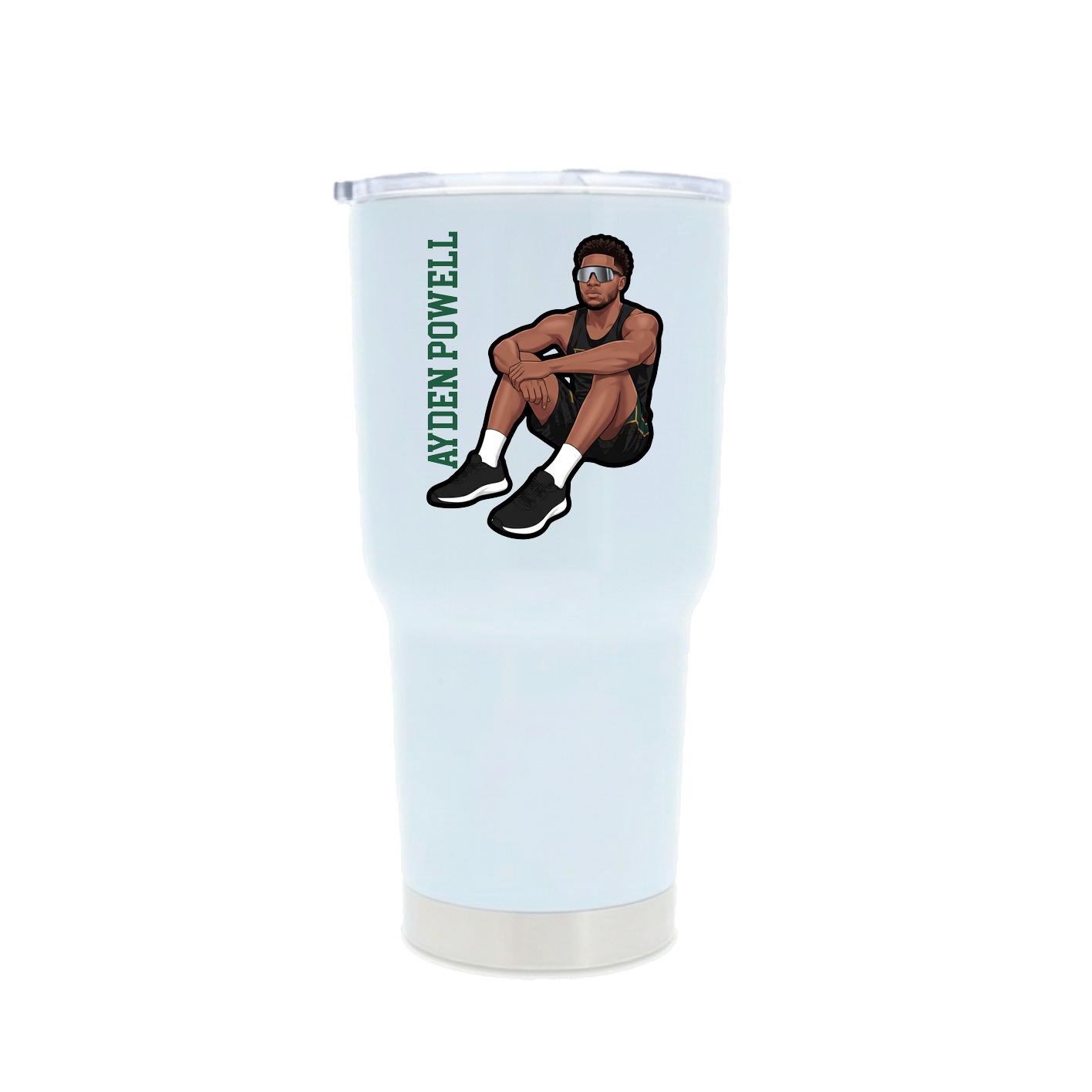 30oz Stainless Steel Tumbler — Name Vertical in White