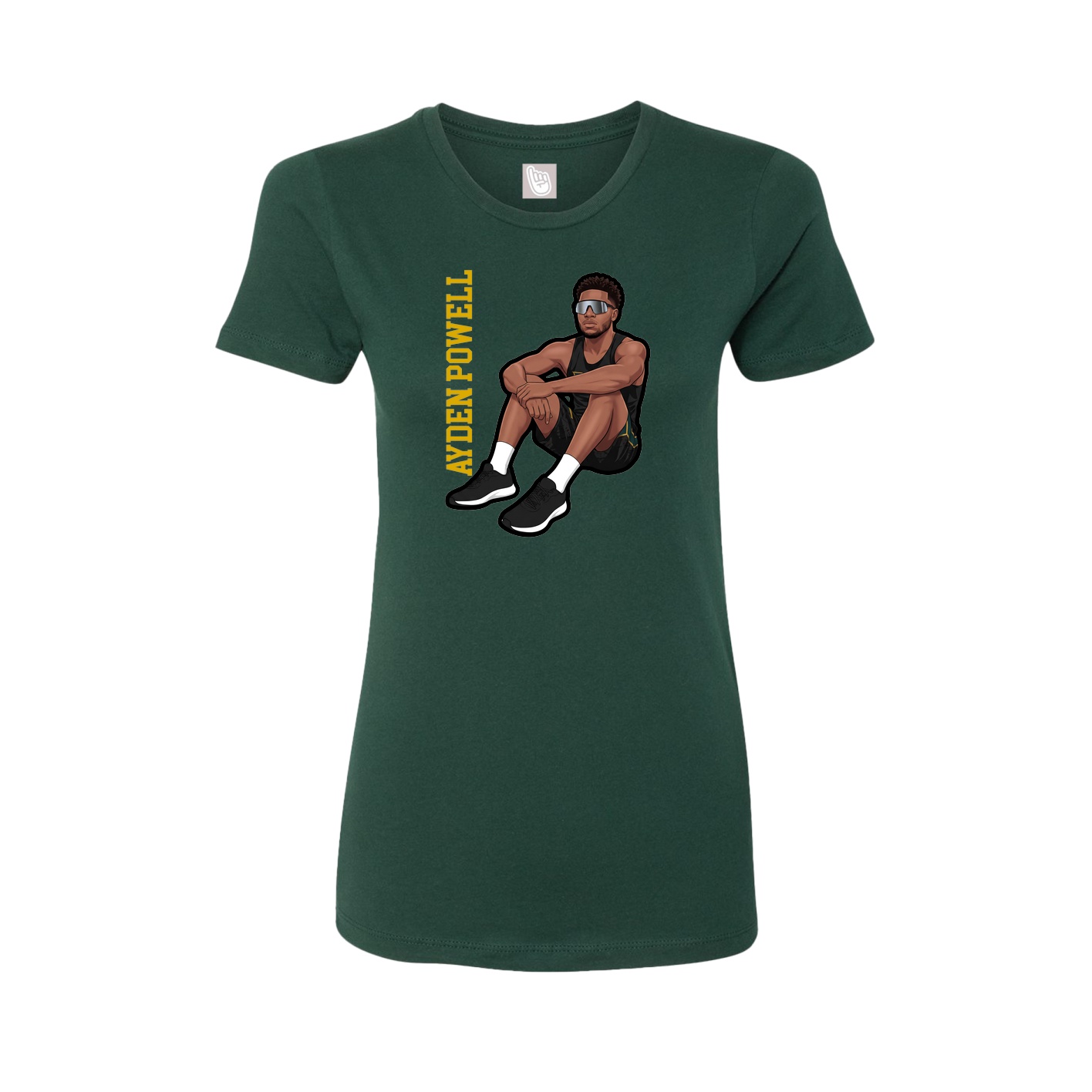 Fitted Women's Tee — Name Vertical in Green