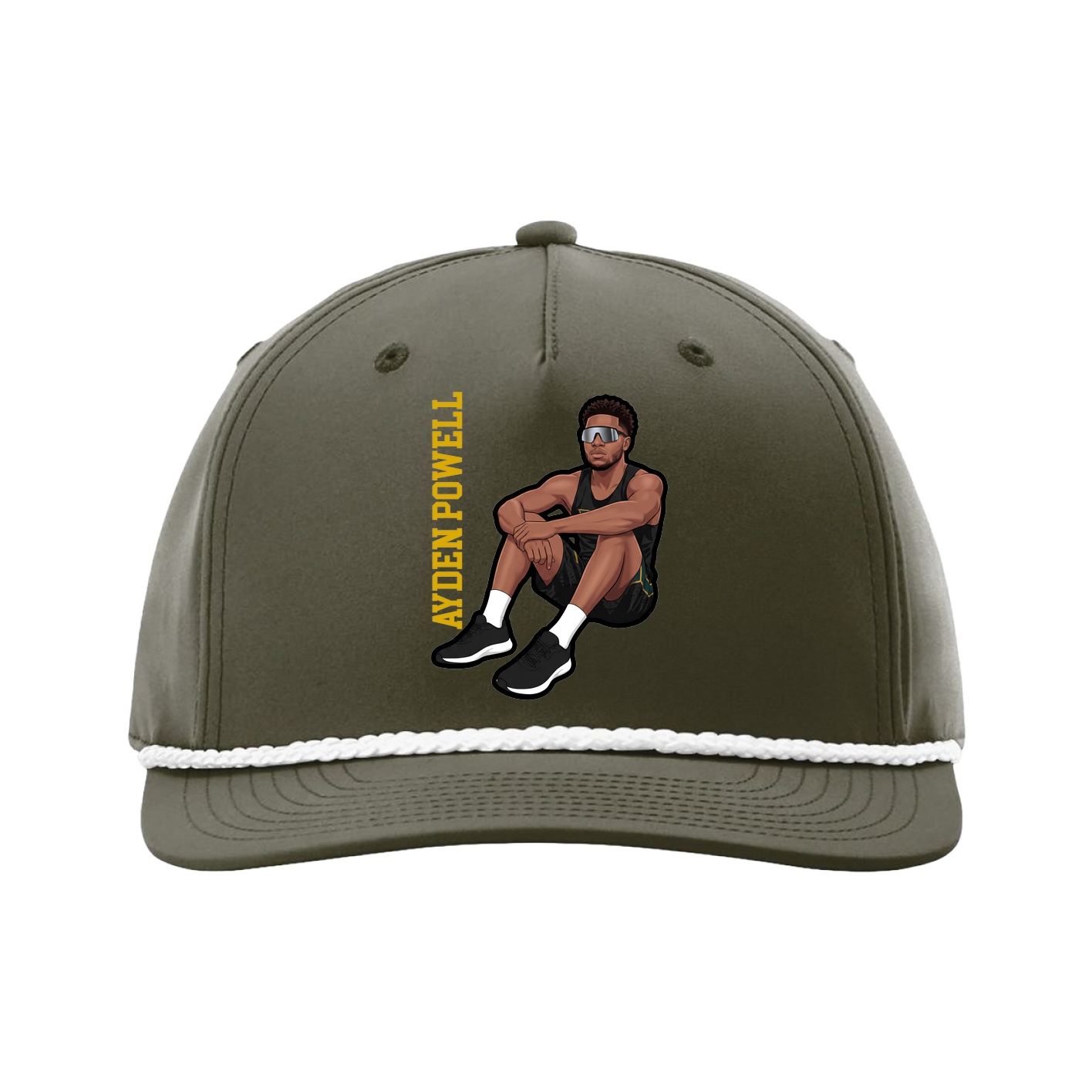 Five-Panel Classic Rope Cap — Name Vertical in Green