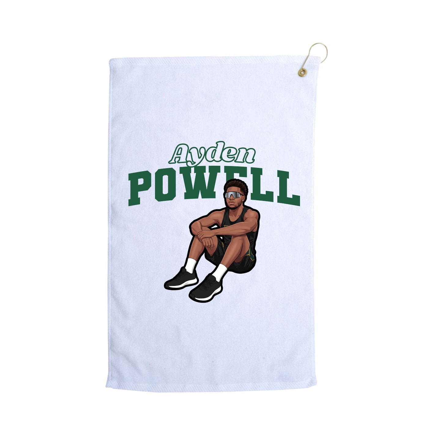 Golf Towel — Name Arch in White