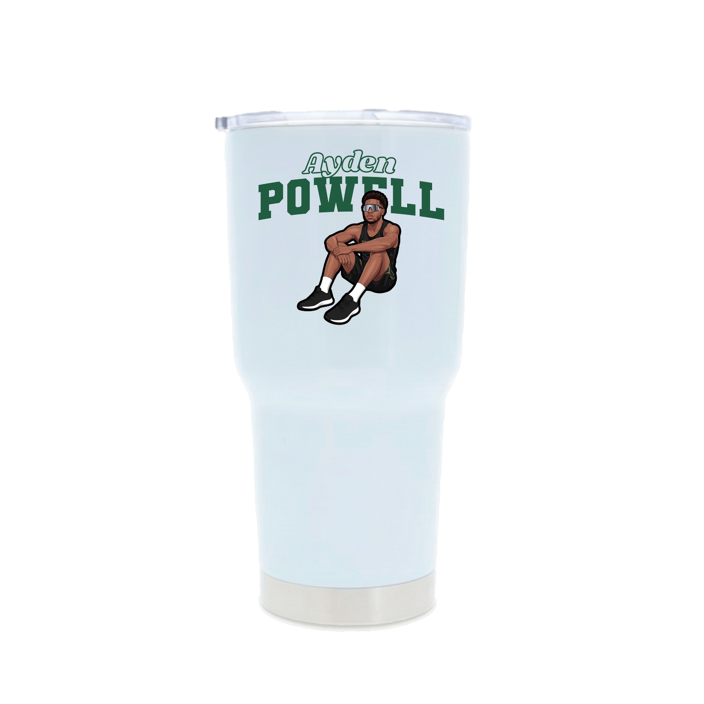 30oz Stainless Steel Tumbler — Name Arch in White