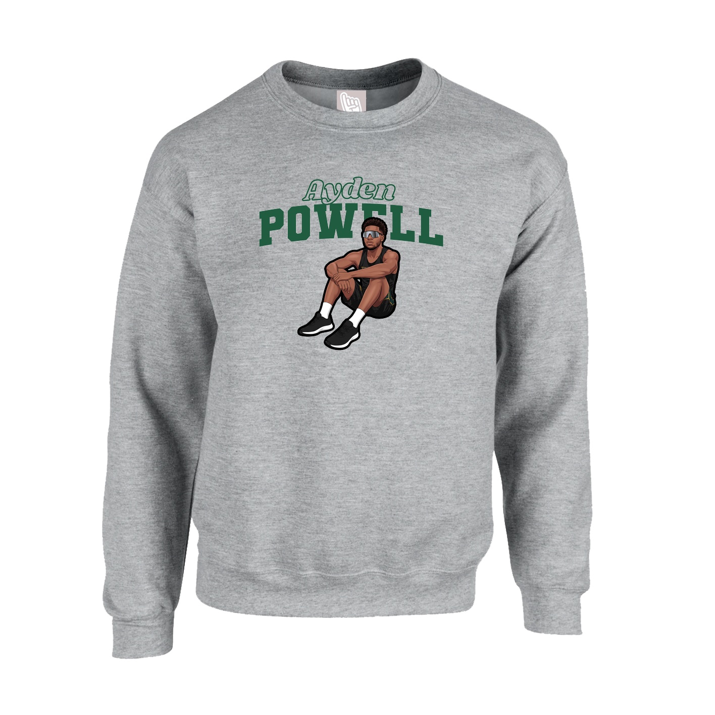 Fleece Crew — Name Arch in Grey