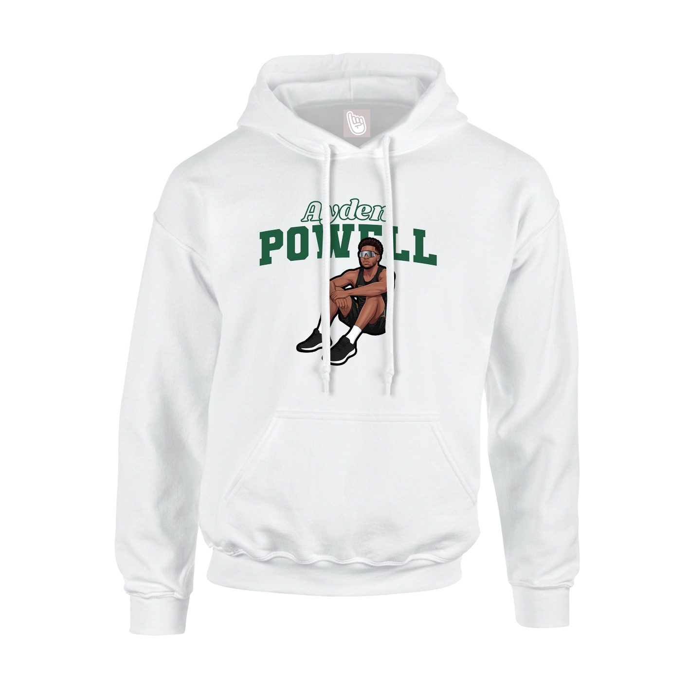 Youth Hoodie — Name Arch in White