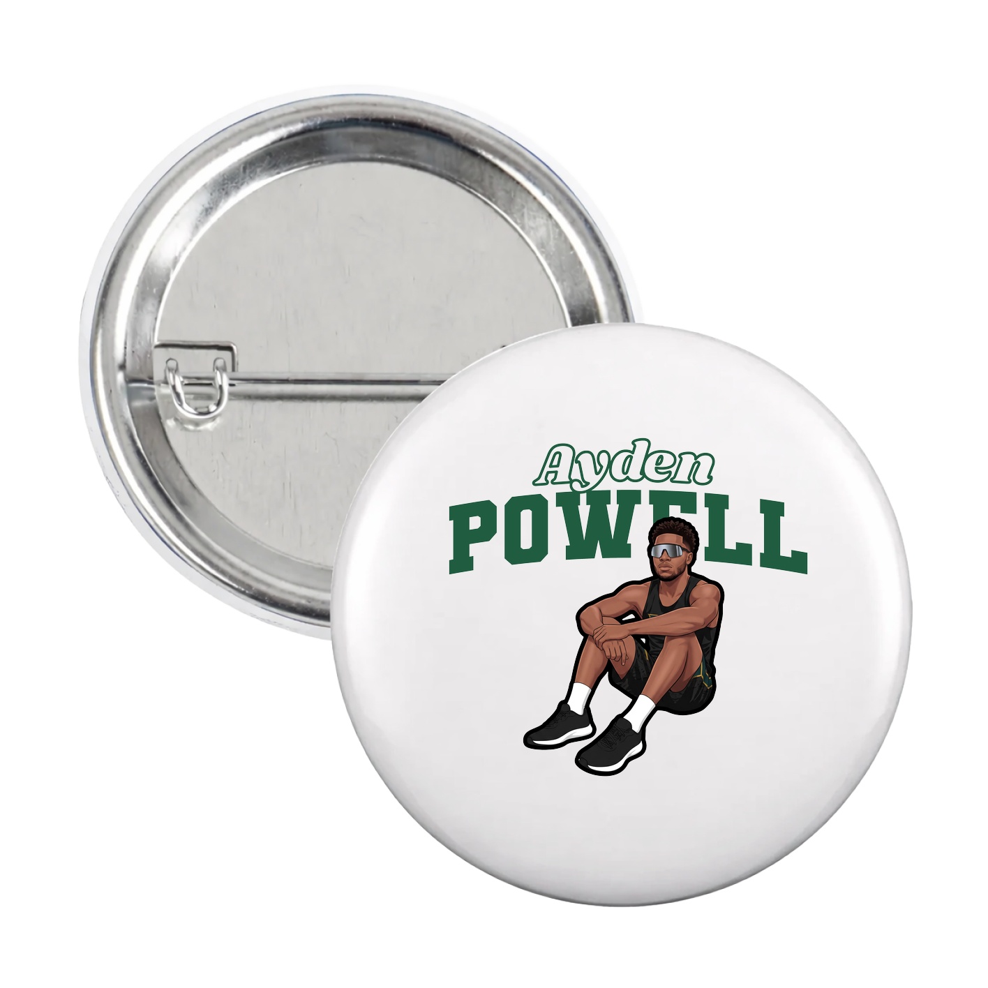 Game Day Button — Name Arch in White