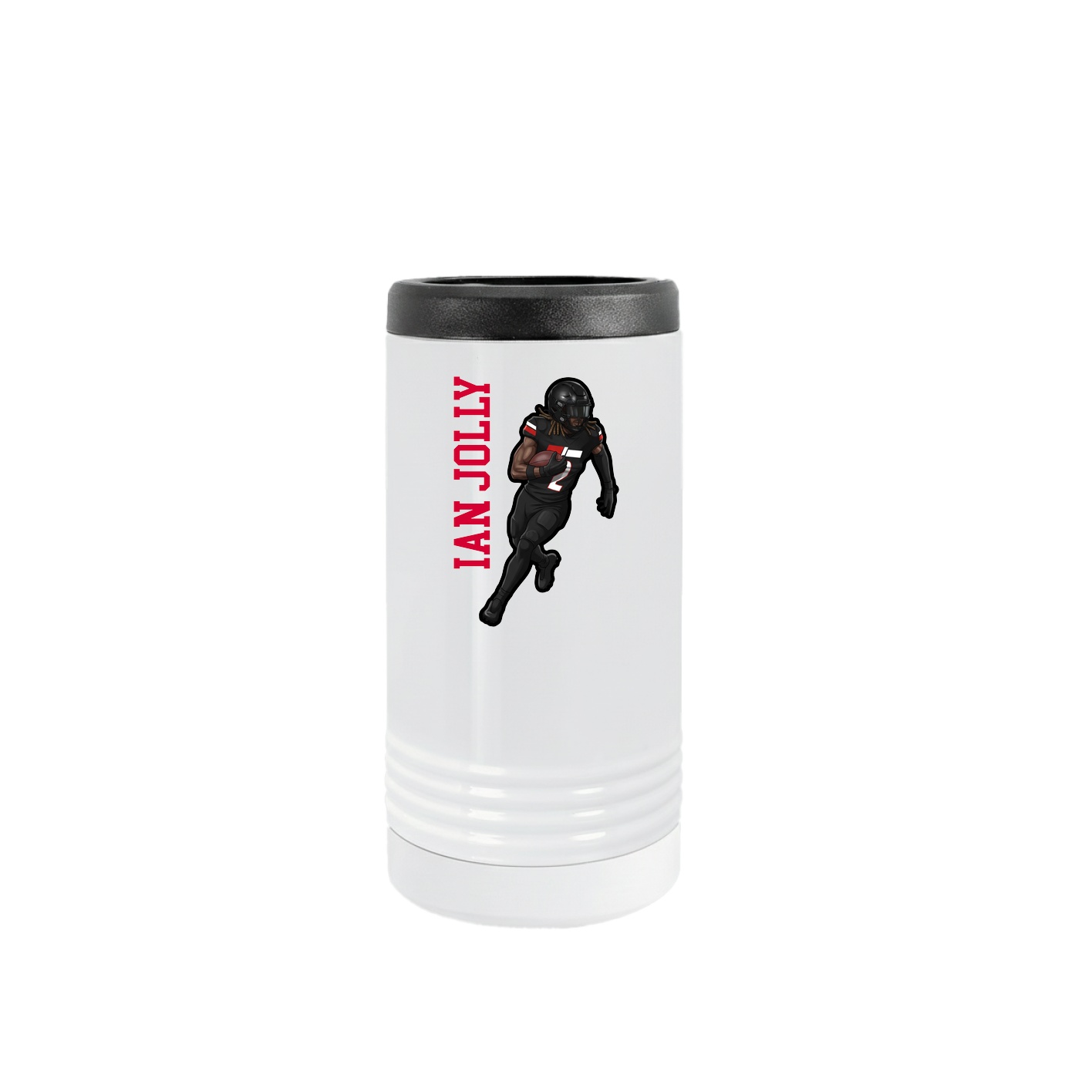 Slim Beverage Holder — Name Vertical in White