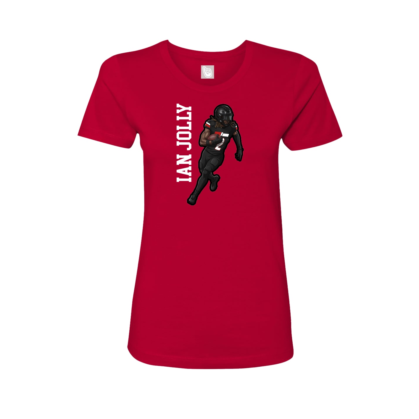 Fitted Women's Tee — Name Vertical in Red