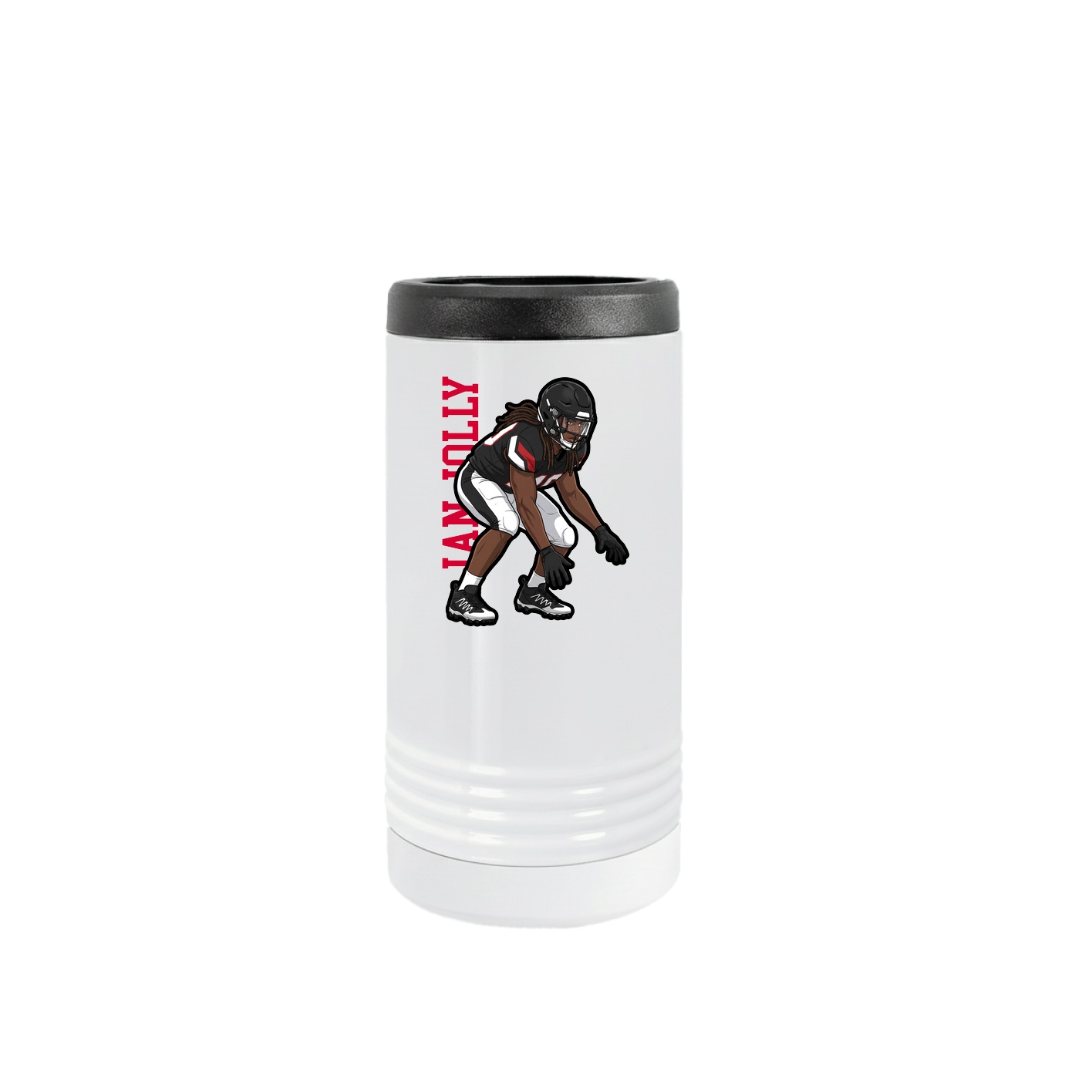 Slim Beverage Holder — Name Vertical in White