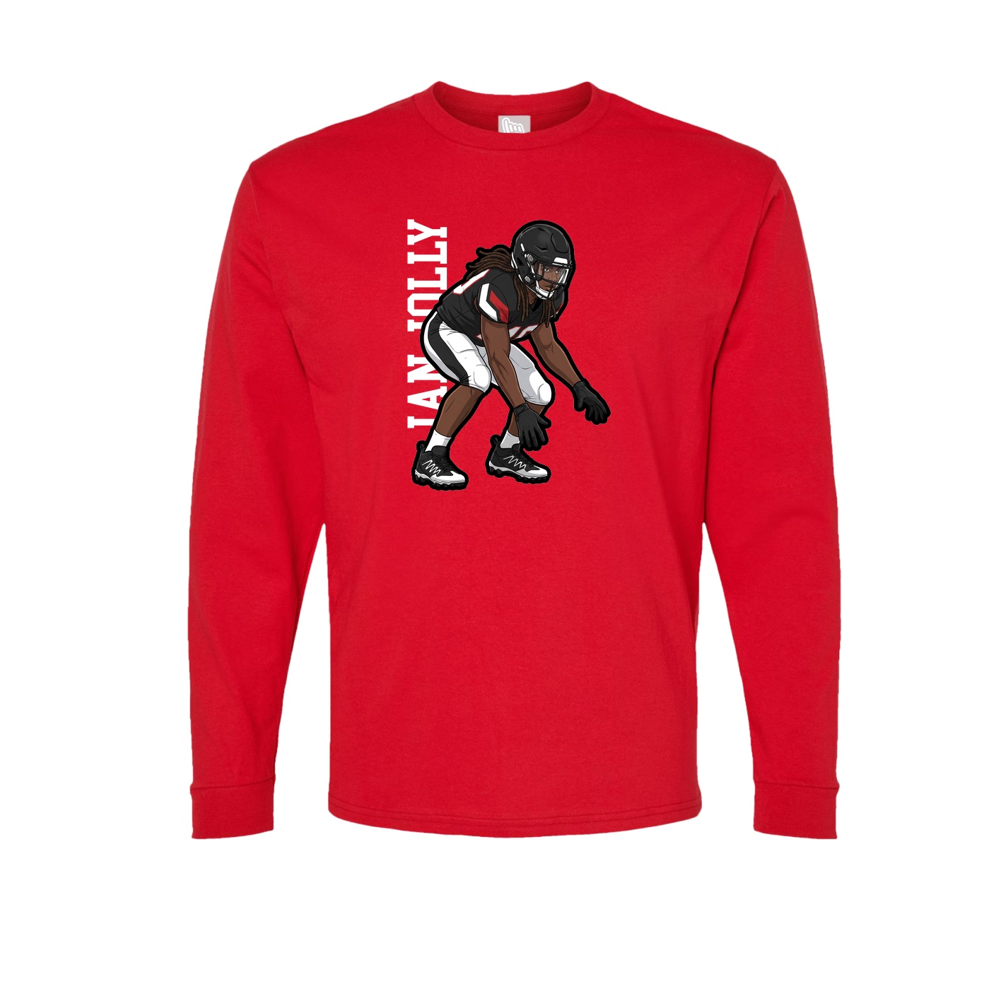 Long Sleeve Tee — Name Vertical in Red