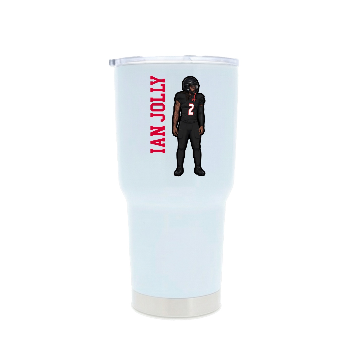 30oz Stainless Steel Tumbler — Name Vertical in White