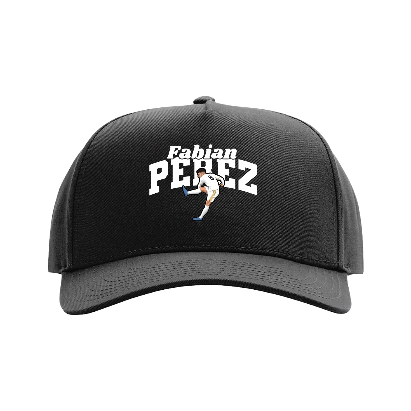 Full Fabric Five-Panel Champ Cap — Signature Arch in Black