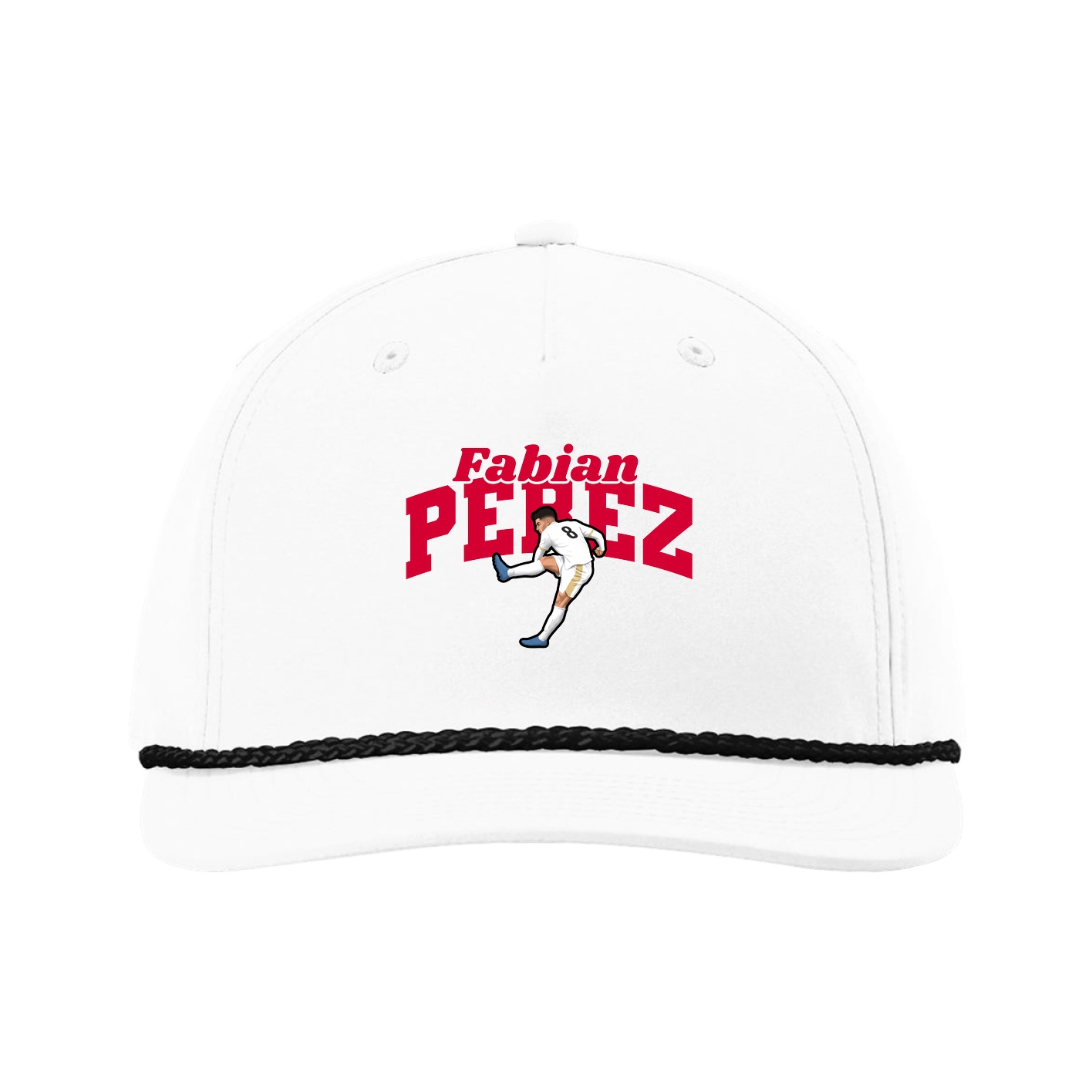 Five-Panel Classic Rope Cap — Signature Arch in White