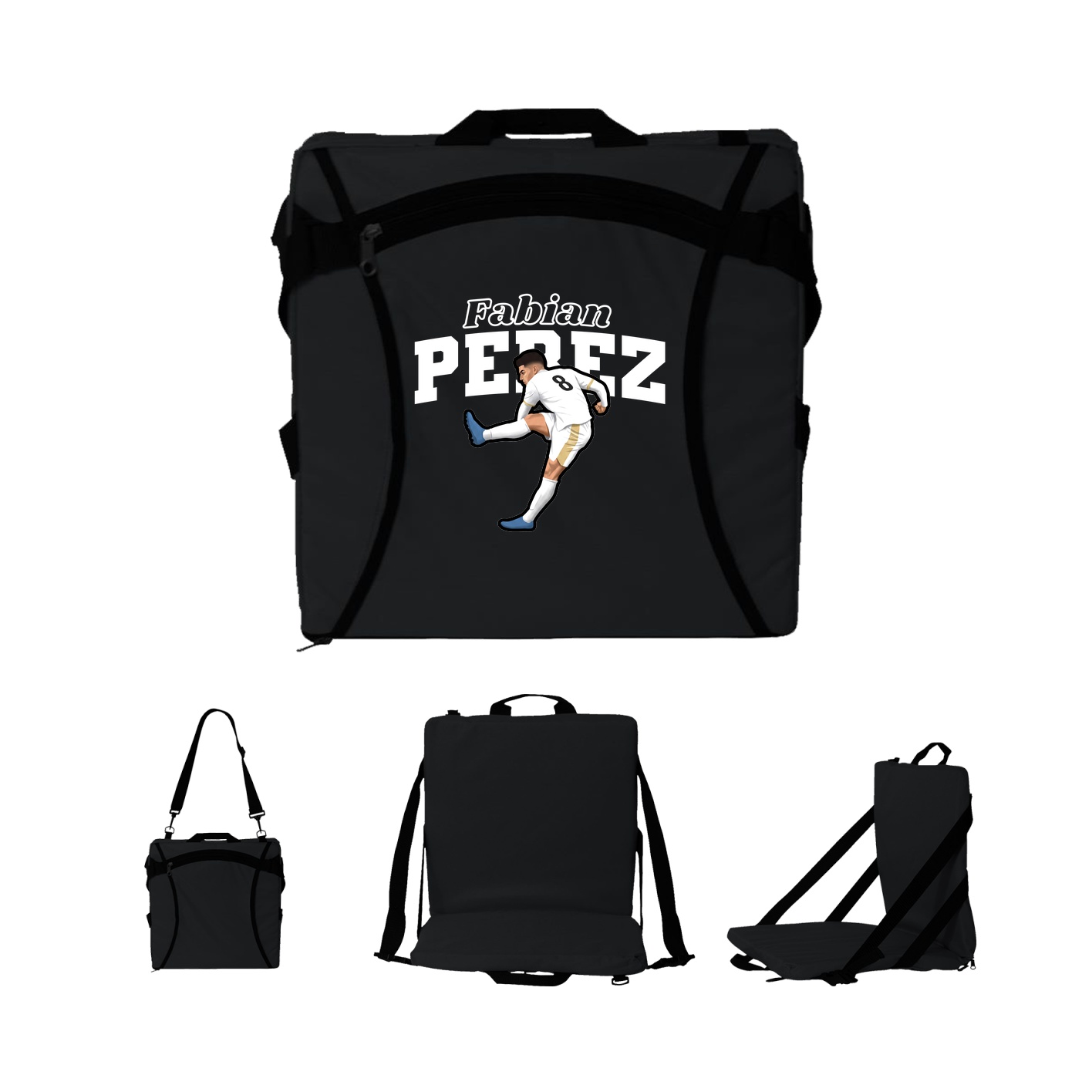Folding Stadium Seat — Name Arch in Black