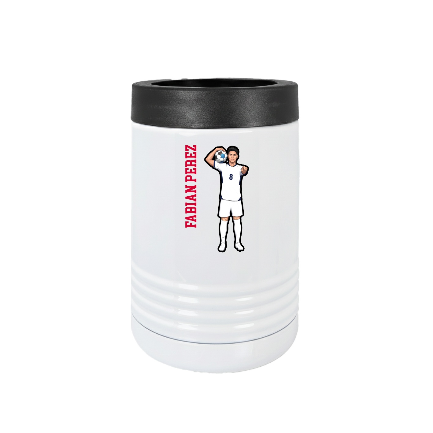 Beverage Holder — Name Vertical in White