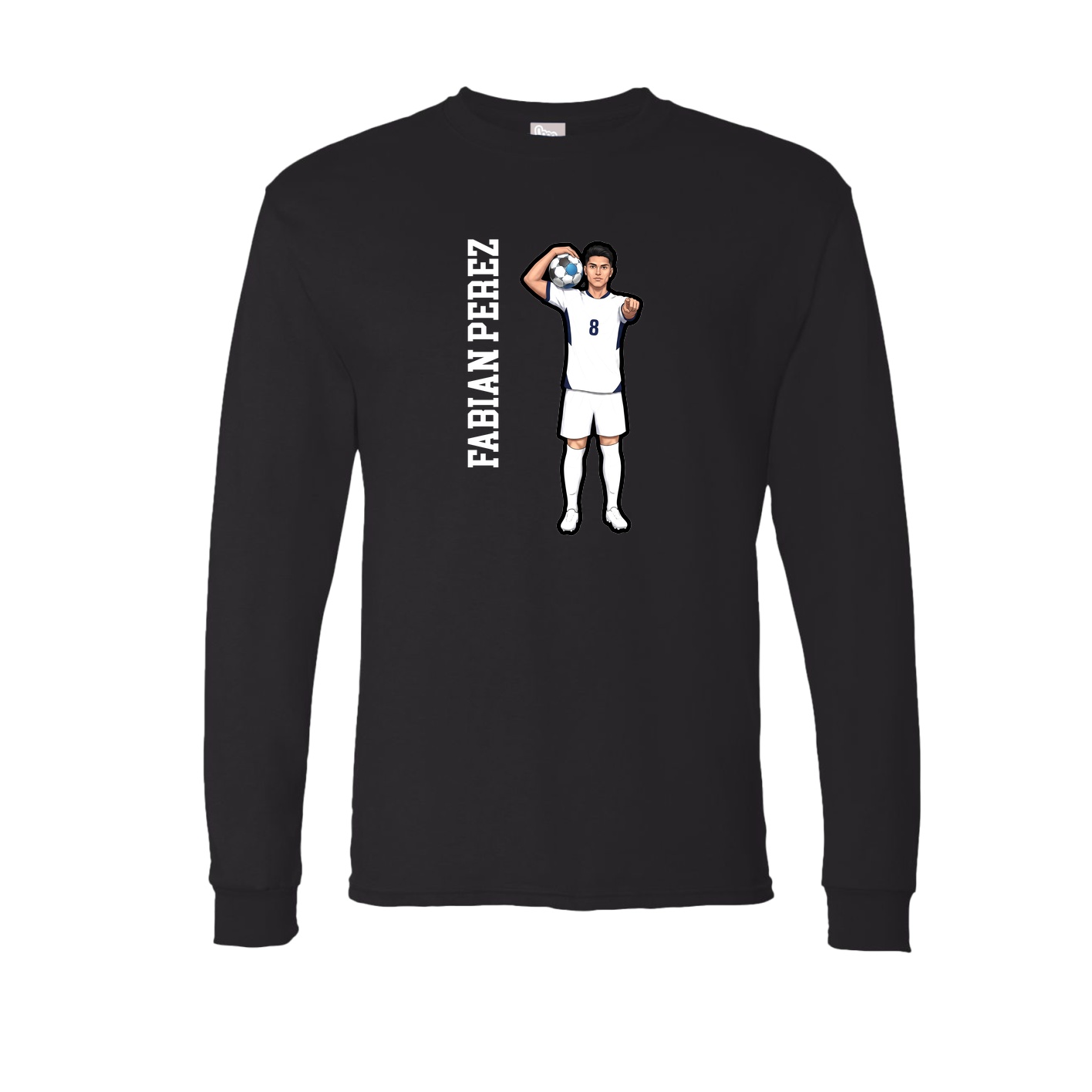 Long Sleeve Tee — Name Vertical in Black