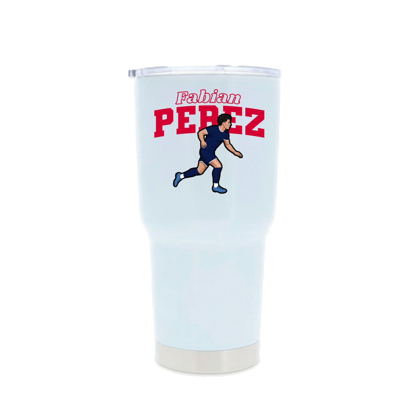 30oz Stainless Steel Tumbler — Name Arch in White