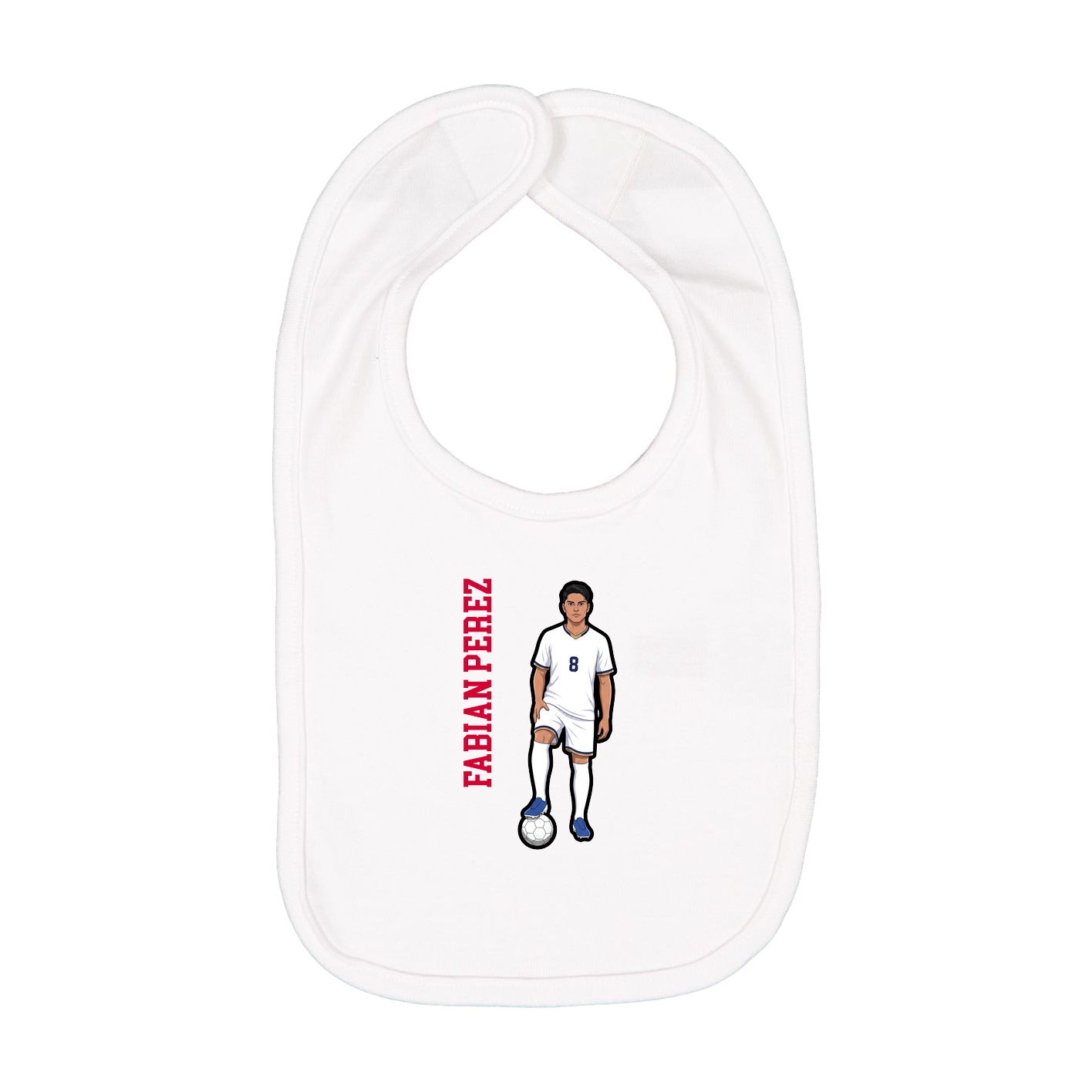 Infant Bib — Name Vertical in White