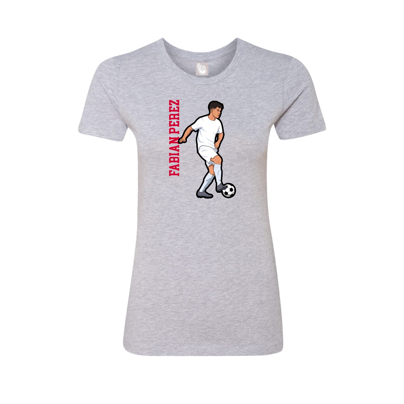 Womens Tee — Name Vertical in Grey